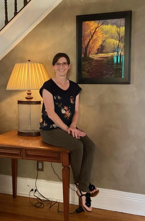 Amanda featured in a home of a painting sold to a buyer. Commission one for your home.